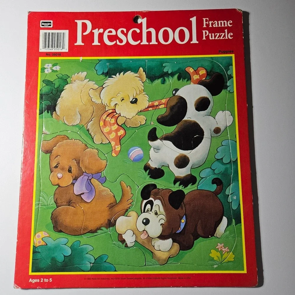 Vintage Puzzle Puzzle Frame Tray Board Preschool 1993 7 Piece Cardboard